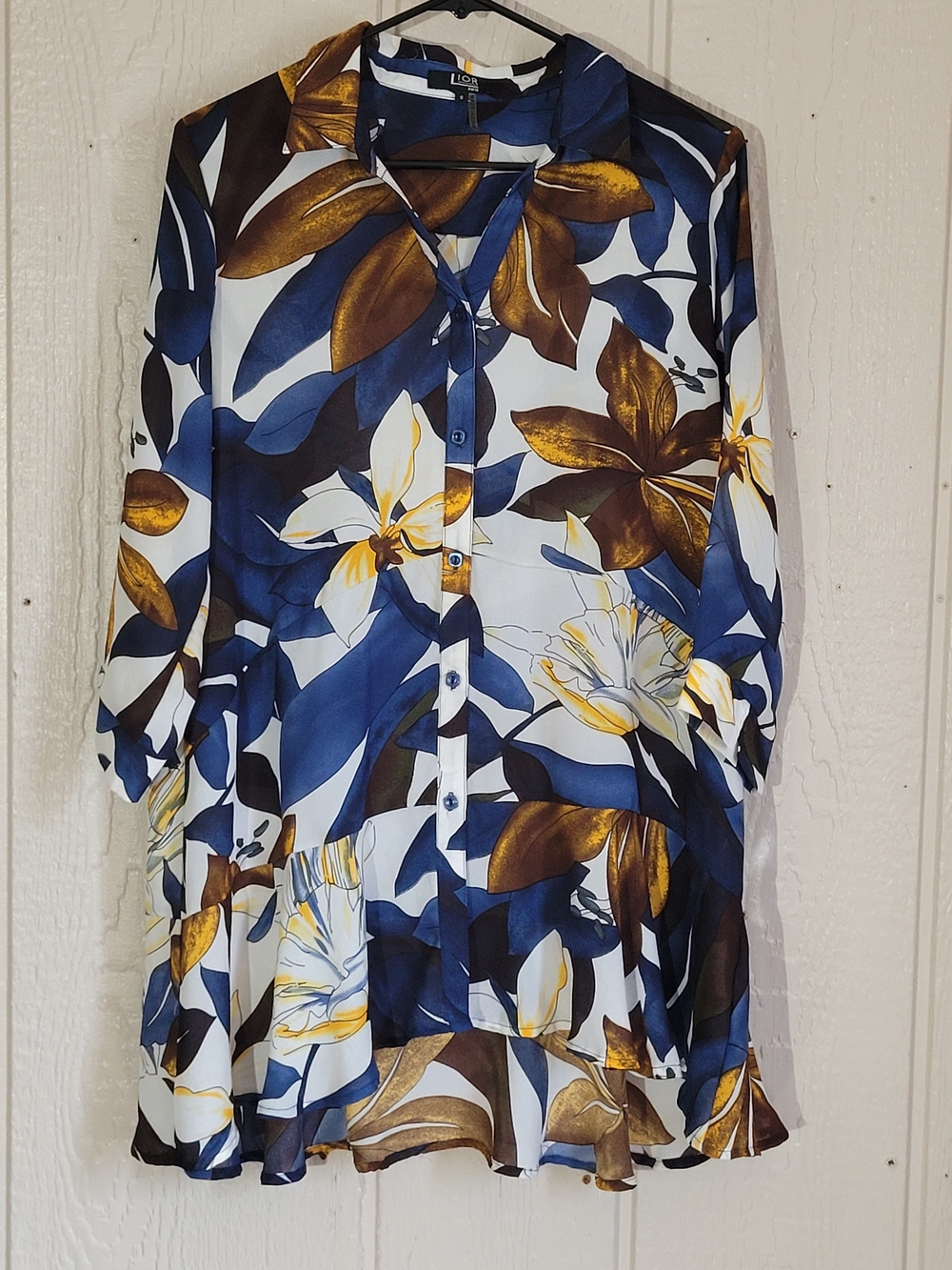 Lior Floral Button-Down Tunic Shirt